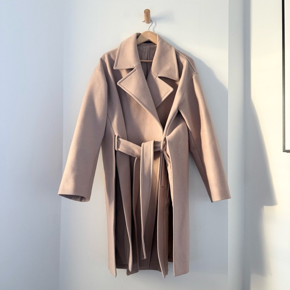 AllSaints blush pink Indira Nesi wool belted wrap coat - Large - Picture 7 of 14